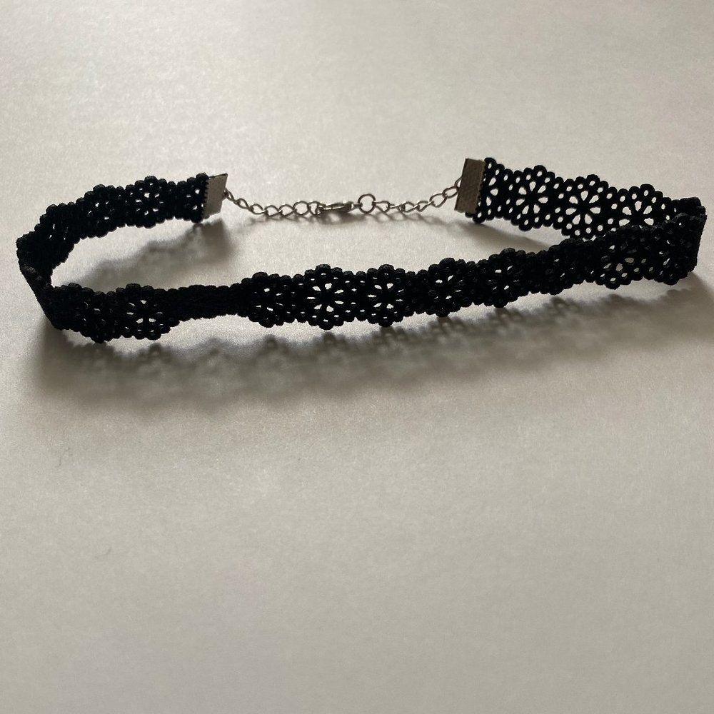 Womens Black Suede Choker Necklace